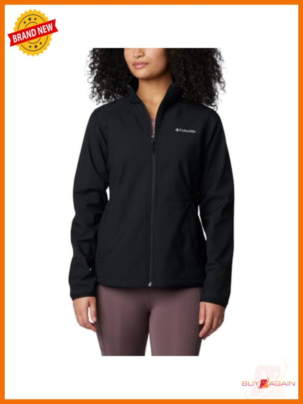 Softshell Jacket Water Wind Resistant Zip Up Drawcord Hem Zippered Hand Pockets